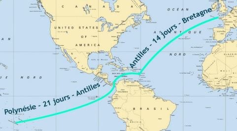 Carte du parcours Moana-Emeraude — Polynésie, Antilles, Bretagne
